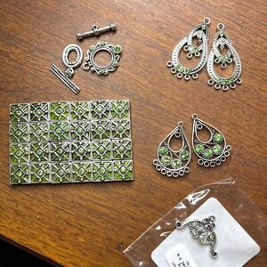 Enamel Jeweled Pewter Spacers Chandelier Earrings Bracelet Jewelry Making Lot